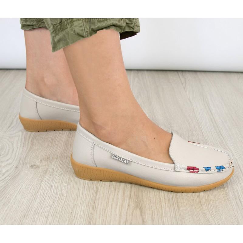 Zerimar Shoes Mocasines De Piel Con Flores Y Plantilla Comfort