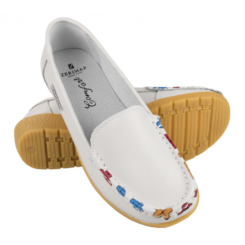 zerimar shoes Mocasines de piel con flores y plantilla comfort