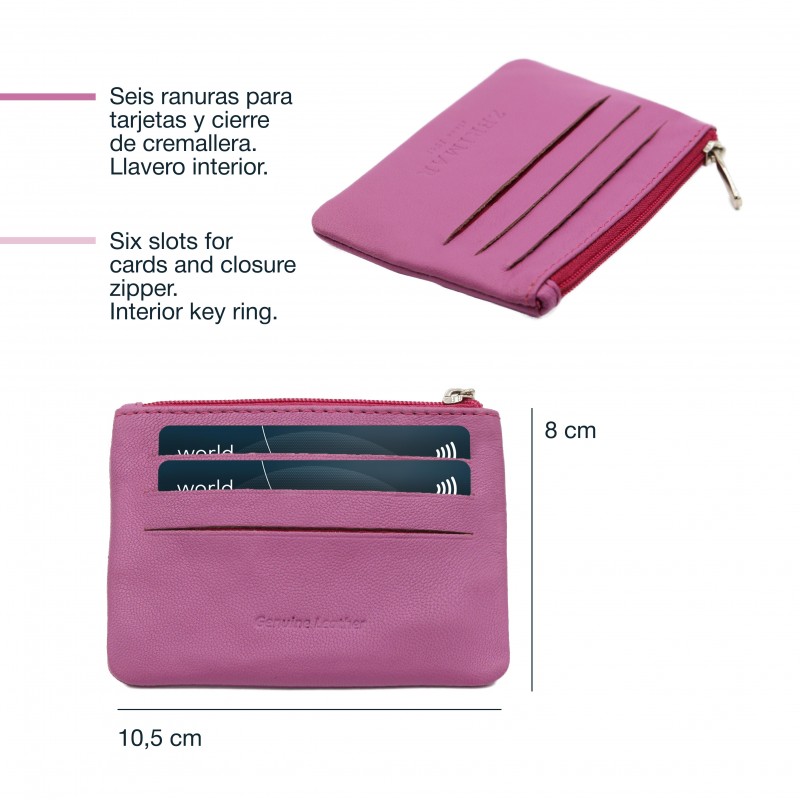 Zerimar Shoes Monedero De Piel Con Cremallera Y Llavero 8x10 5 Cm