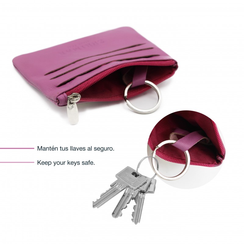 Zerimar Shoes Monedero De Piel Con Cremallera Y Llavero 8x10 5 Cm