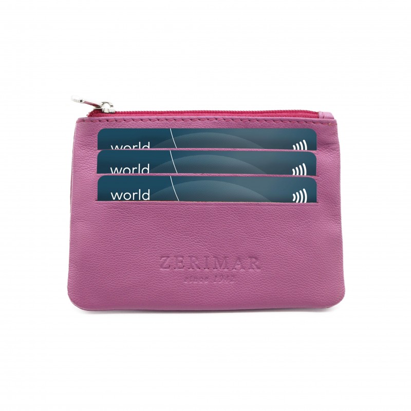zerimar shoes Monedero de piel con cremallera y llavero 8x10 5 cm