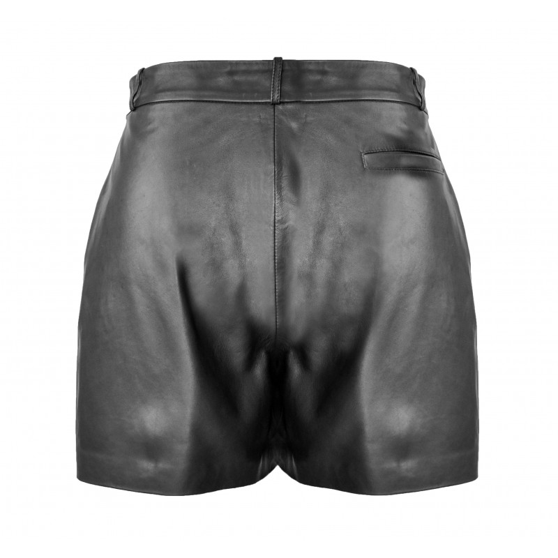 Zerimar Shoes Pantalones Cortos De Cuero - Shorts Con Doble Cierre