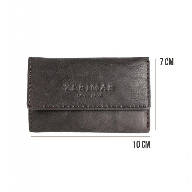 Zerimar Shoes Porta Llaves De Piel Con Bolsillo De Cremallera 10x7 Cm