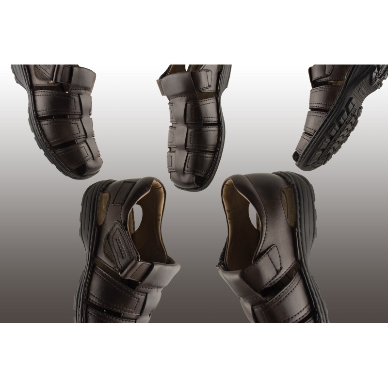 Zerimar Shoes Sandalia De Piel Cerrada Con Velcro Modelo KUNO