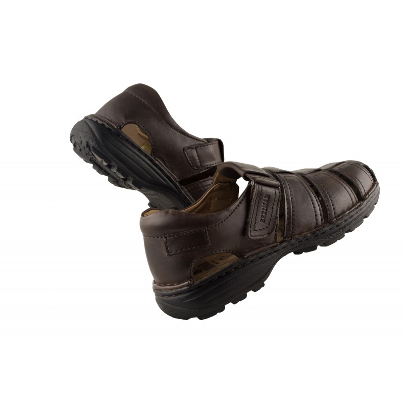 Zerimar Shoes Sandalia De Piel Cerrada Con Velcro Modelo KUNO