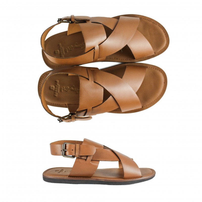 Zerimar Shoes Sandalia De Piel Cruzada Con Hebilla Modelo MATEO