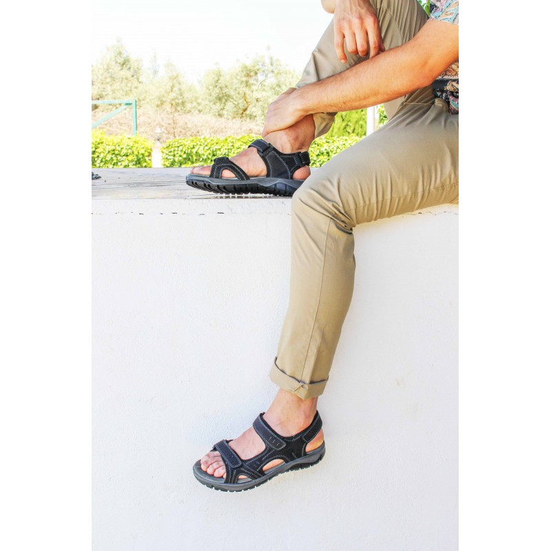 Zerimar Shoes Sandalias De Piel STONE Con Cierre De Velcro