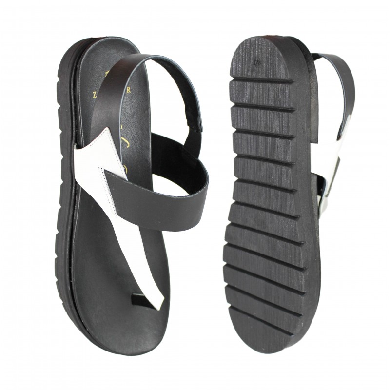 Zerimar Shoes Sandalias Planas De Piel Bicolor Modelo PINGUES