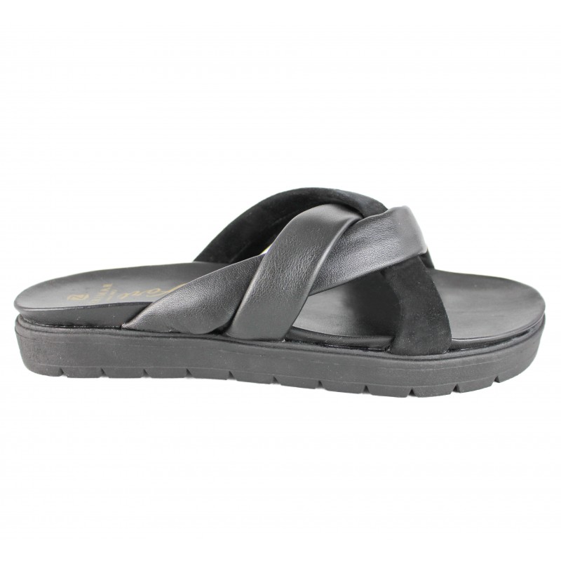 Zerimar Shoes Sandalias Planas De Piel Combi Modelo TRIADA