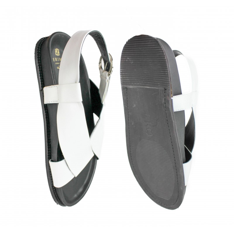 Zerimar Shoes Sandalias Planas De Piel Con Hebilla Modelo CRUZ