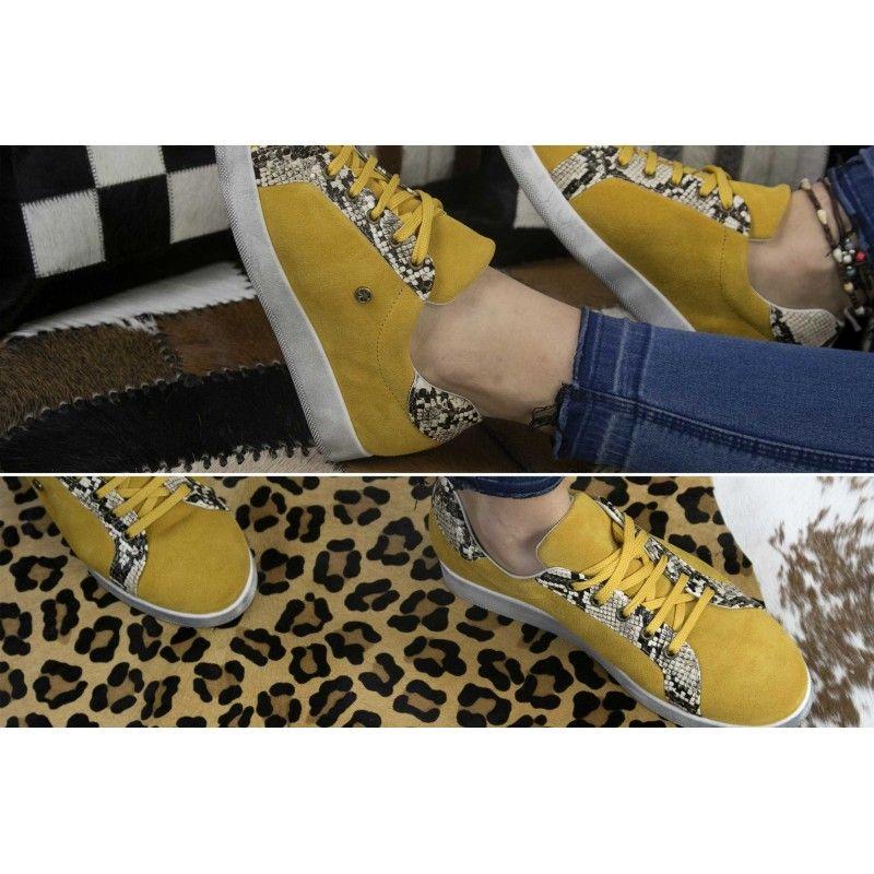 Zerimar Shoes Sneakers De Piel De Colores Con Estampado De Python