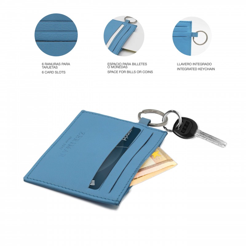 Zerimar Shoes Tarjetero De Piel Con Llavero 8 5x10 Cm BLUNDY