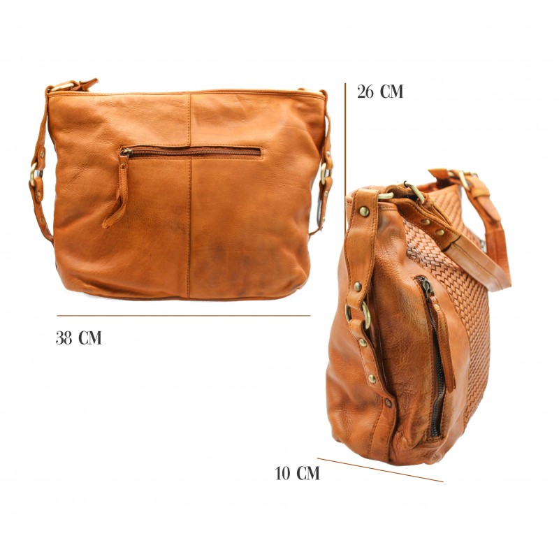 Zerimar Shoes Bolso De Piel Trenzado 38x26x10 Cm