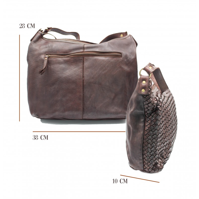 Zerimar Shoes Bolso De Piel Trenzado 38x28x10 Cm