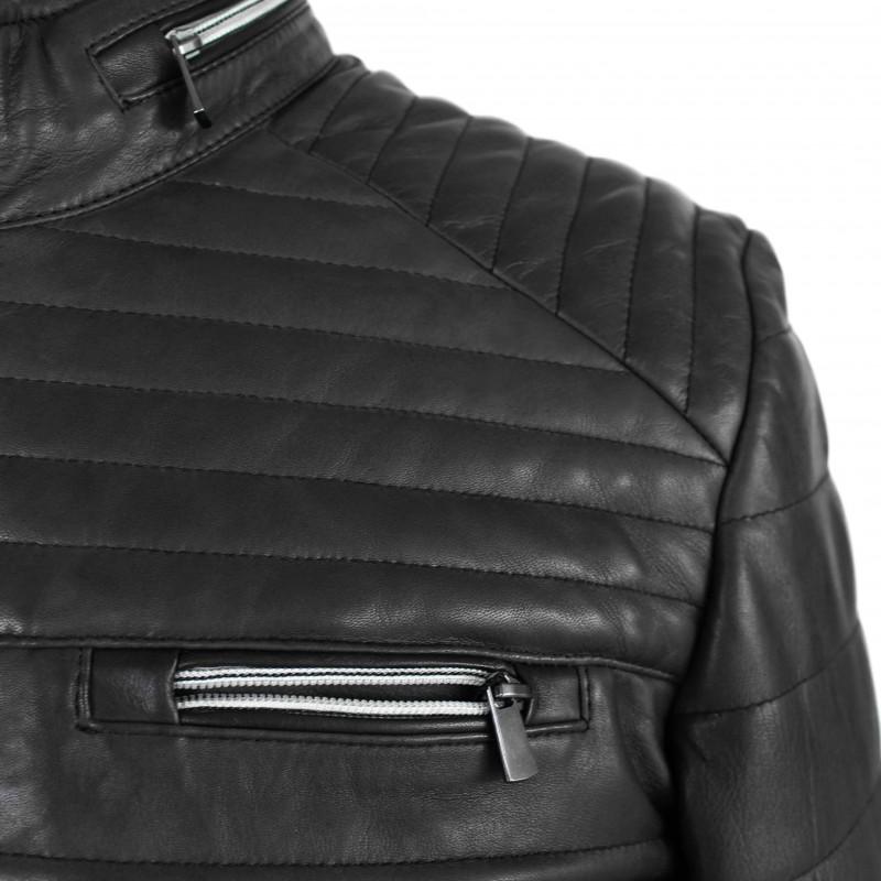 Zerimar Shoes Chaqueta De Piel Acolchada BLUEBERRY