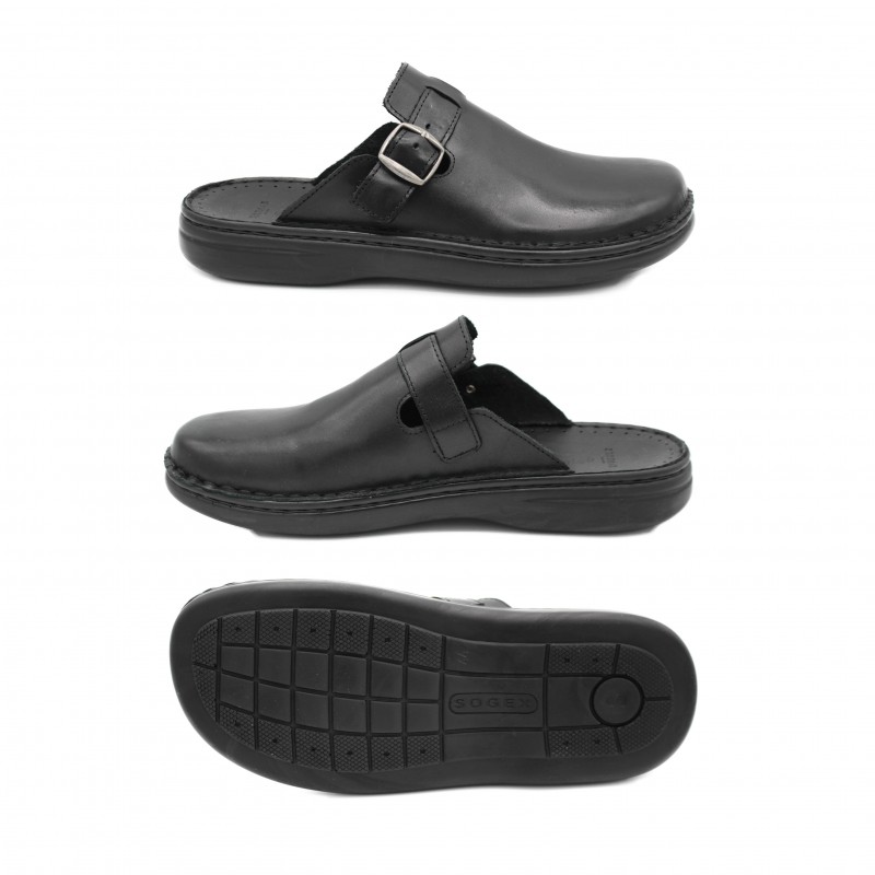 Zerimar Shoes Zuecos De Piel Con Hebilla Modelo BOSTON