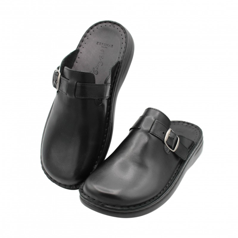 Zerimar Shoes Zuecos De Piel Con Hebilla Modelo BOSTON