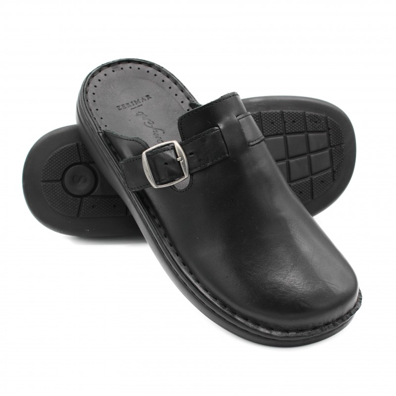zerimar shoes Zuecos de piel con hebilla modelo BOSTON