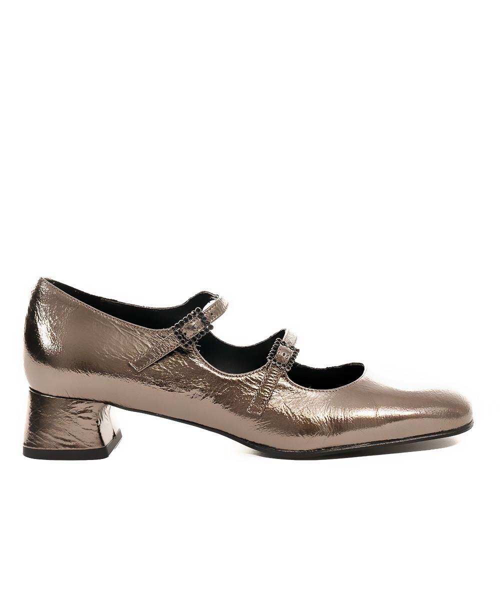 zinda Mary Jane de piel metalizada gris