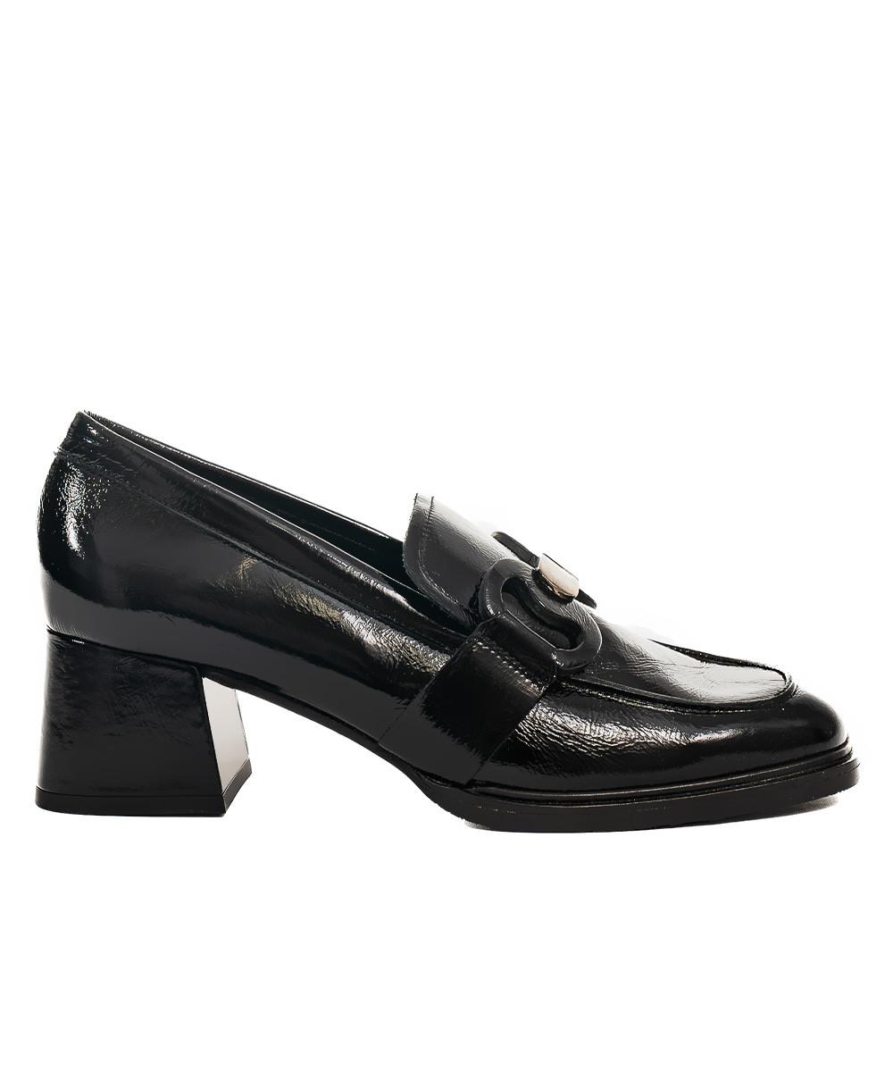 zinda Mocasín de piel negra con hebilla