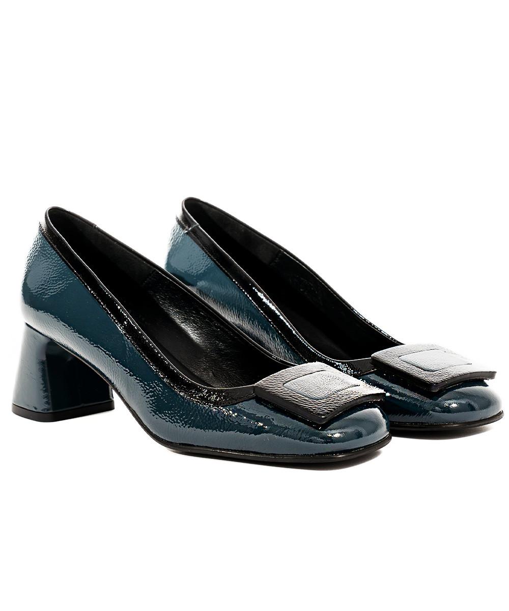 Zinda Salón De Piel Azul Con Hebilla