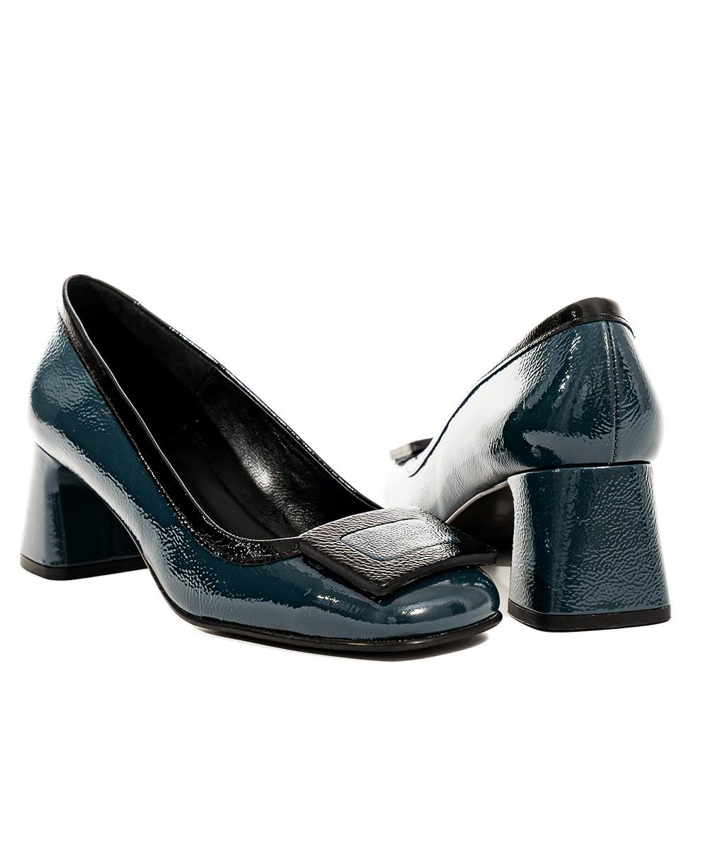 Zinda Salón De Piel Azul Con Hebilla