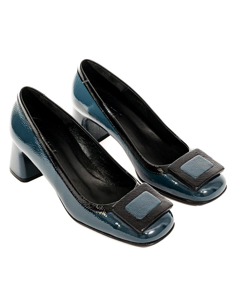 Zinda Salón De Piel Azul Con Hebilla