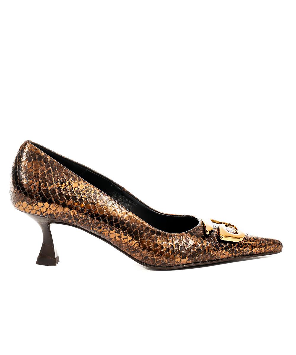 zinda Salón de piel beige metalizada con hebilla