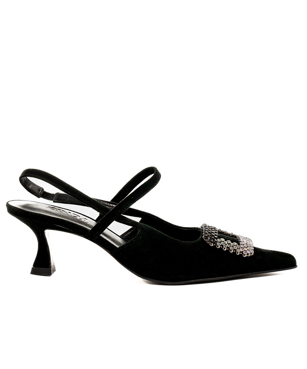 zinda Salón destalonado de ante negro con hebilla