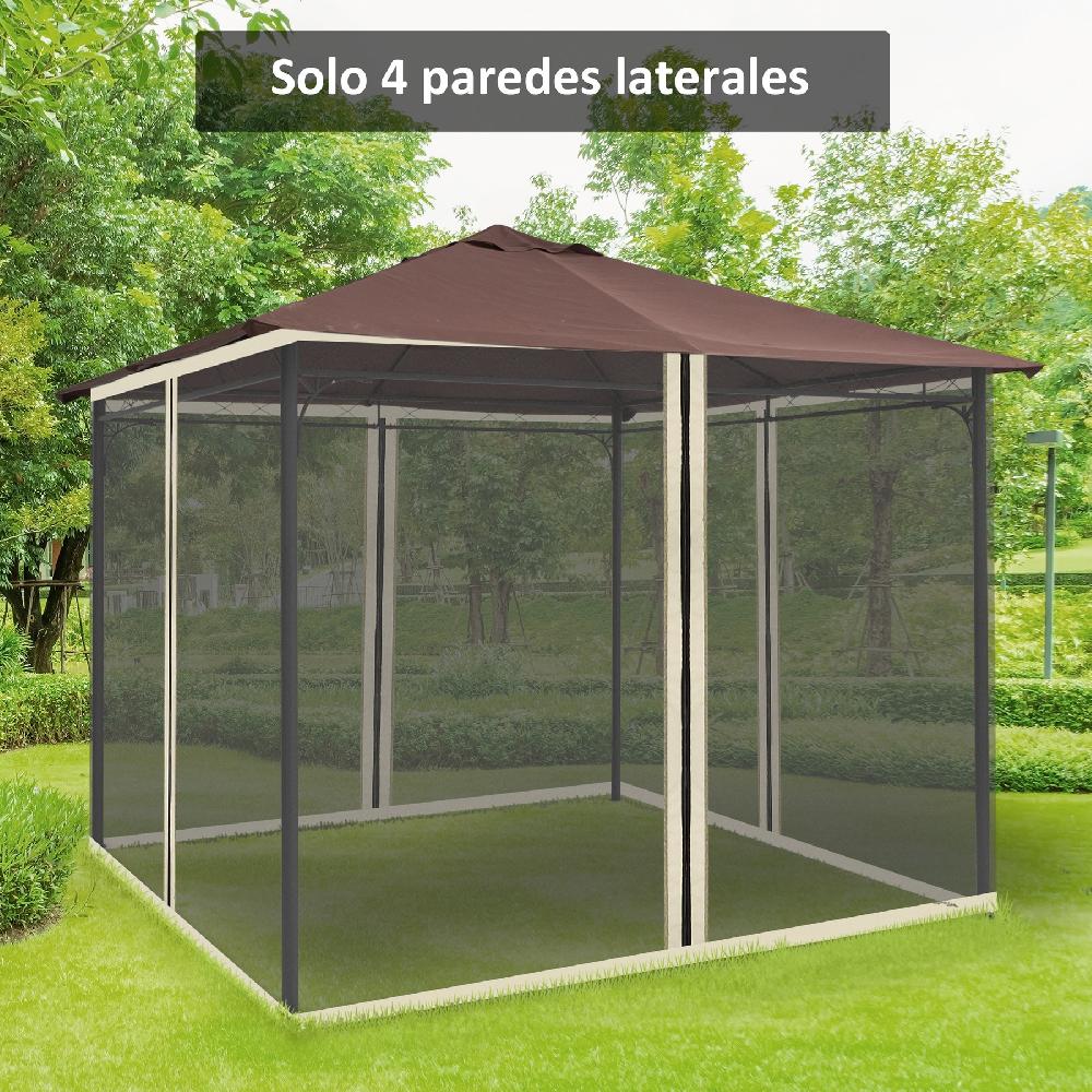 4 Paneles Laterales De Mosquitera Para Carpa OUTSUNNY Poliéster Nylon Negro 302x0x207cm 84C-142
