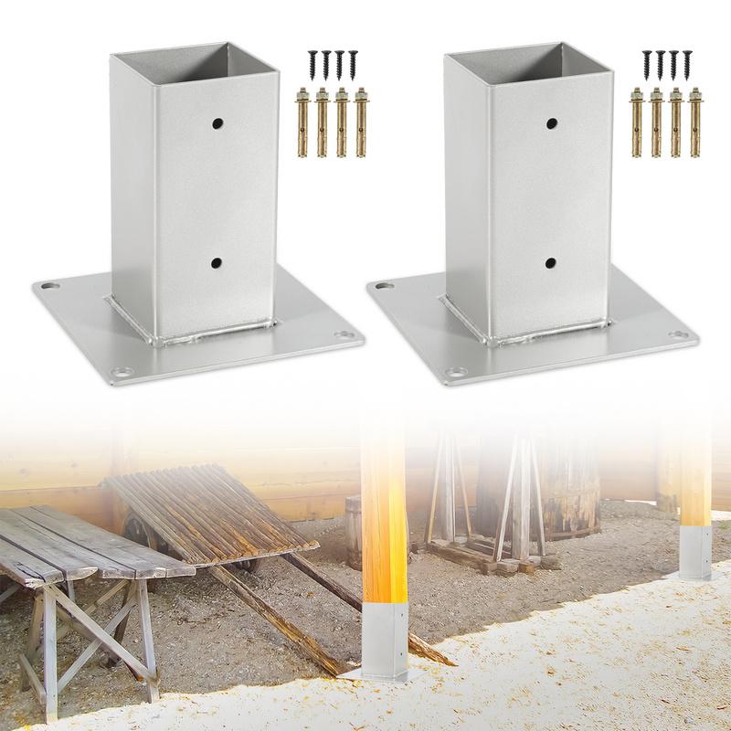 4x Pie de poste cuadrado Soporte para Postes de Madera Cuadrada Anclajes Madera Poste 100x100mm