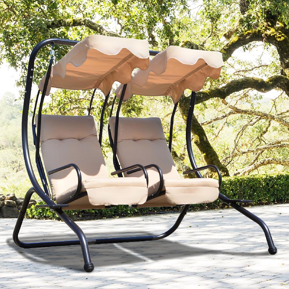 Balancín De Jardín Outsunny Acero Poliéster Beige 170x136x170 Cm 01-0882