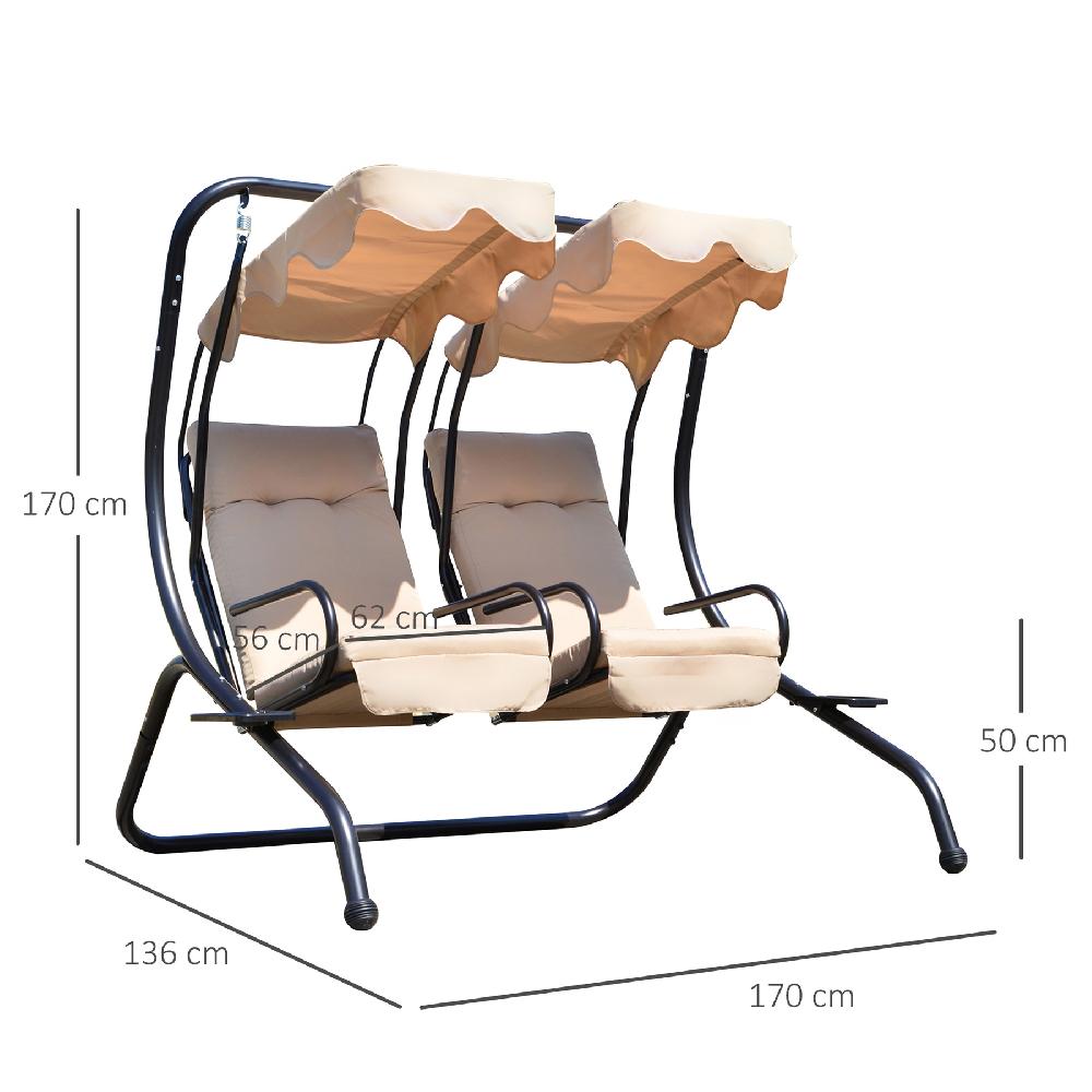 Balancín De Jardín Outsunny Acero Poliéster Beige 170x136x170 Cm 01-0882