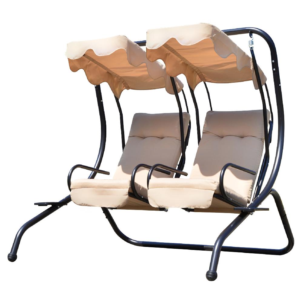 Balancín de Jardín Outsunny Acero Poliéster Beige 170x136x170 cm 01-0882
