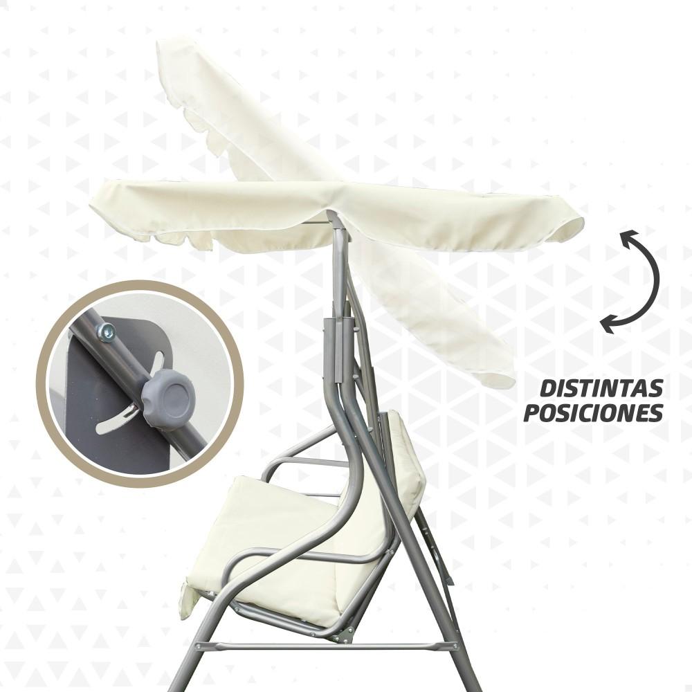 Balancín Para Jardín Marfil C/toldo Inclinable 3 Plazas Aktive
