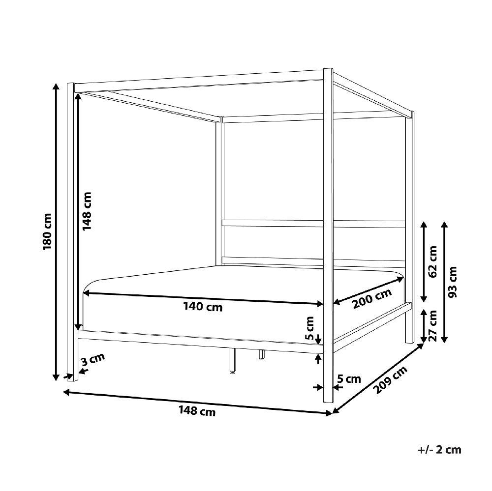 Beliani Cama Con Dosel Metal LESTARDS 140 X 200 Cm Negro