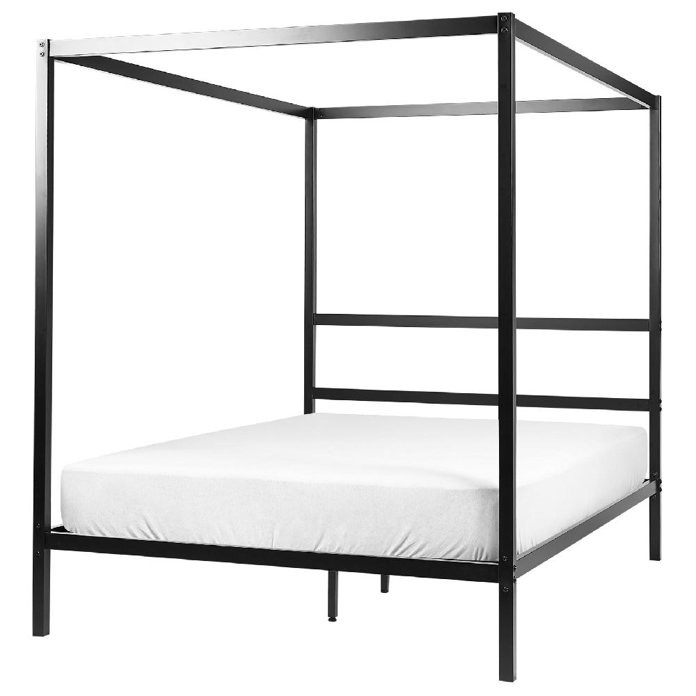 Beliani Cama con dosel Metal LESTARDS 140 x 200 cm Negro
