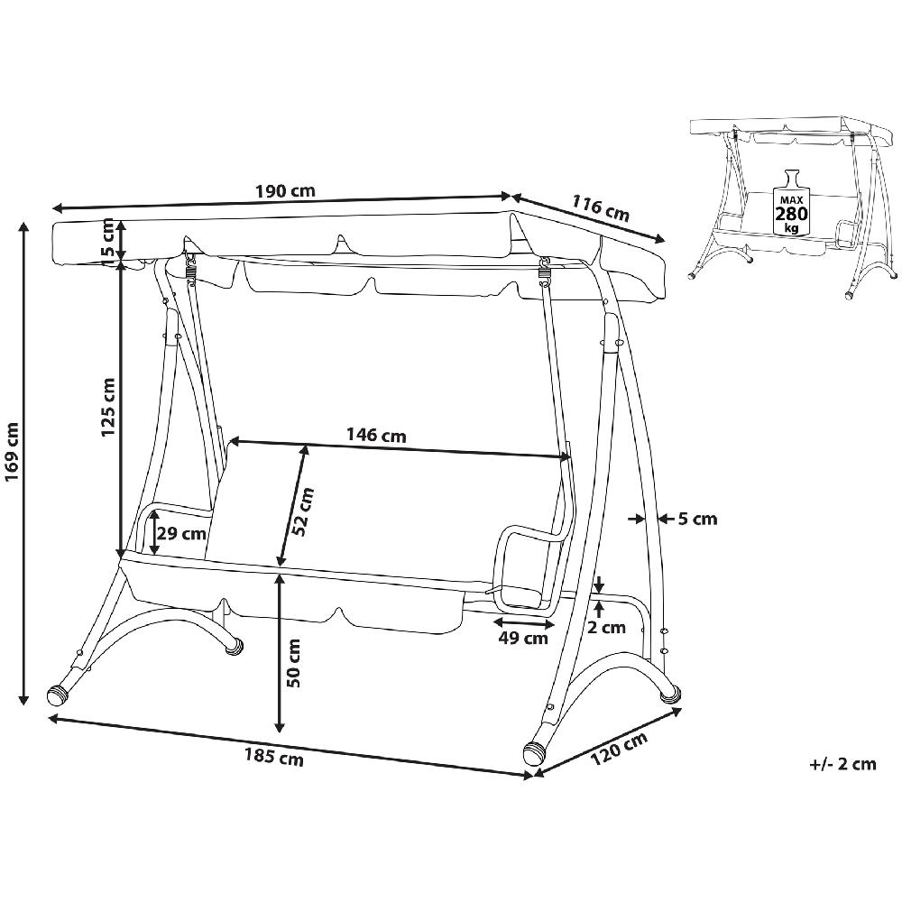 Beliani Columpio TEMPLE Metal Gris Oscuro