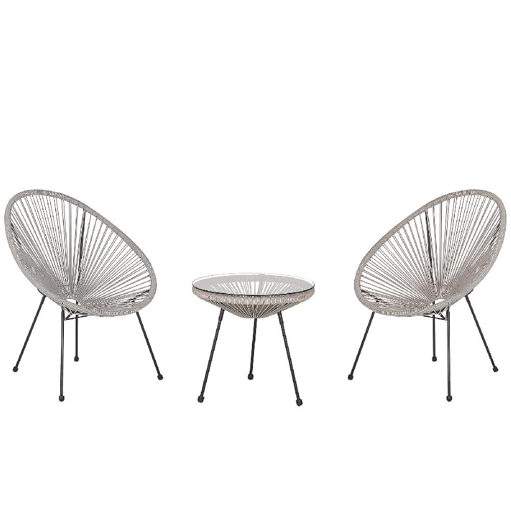 Beliani Conjunto de balcón ACAPULCO II Gris claro