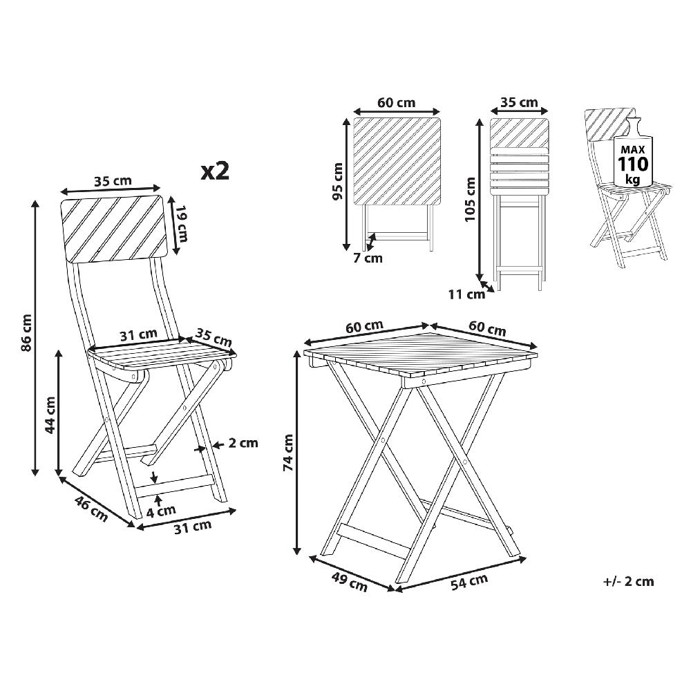 Beliani Conjunto De Balcón ARDORE Madera Marrón