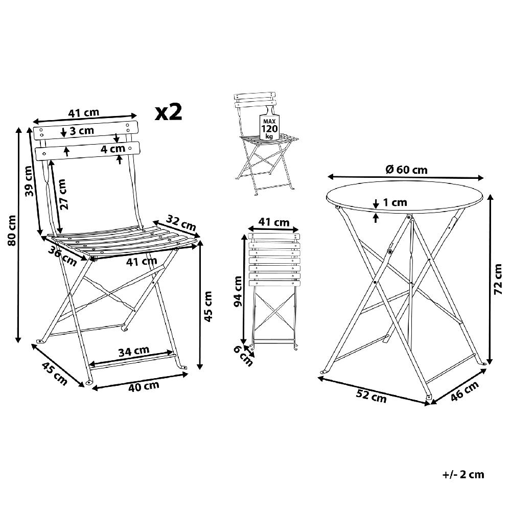 Beliani Conjunto De Balcón FIORI Metal Turquesa