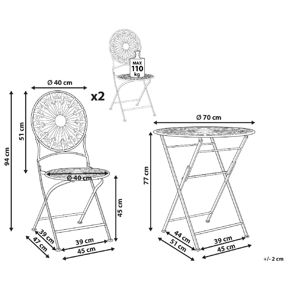 Beliani Conjunto De Balcón SCAFA Metal Blanco
