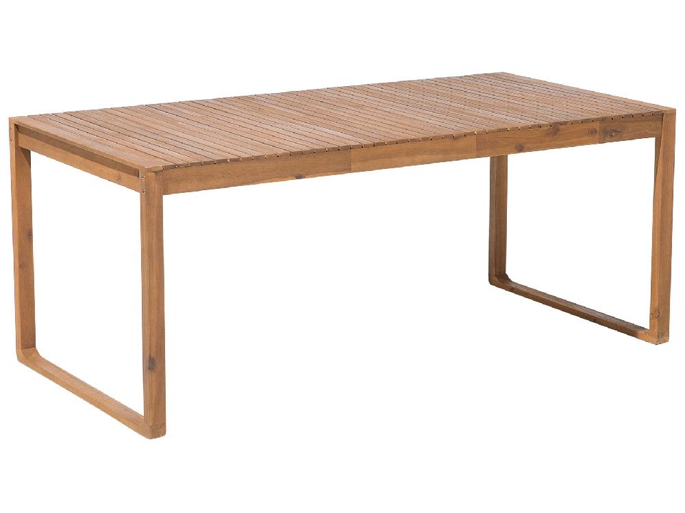 Beliani Conjunto De Comedor 6 Plazas De Madera De Acacia Clara SASSARI