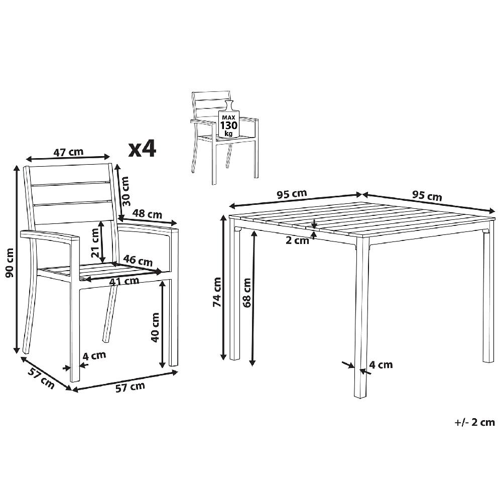 Beliani Conjunto De Jardín 4 Personas Gris PRATO
