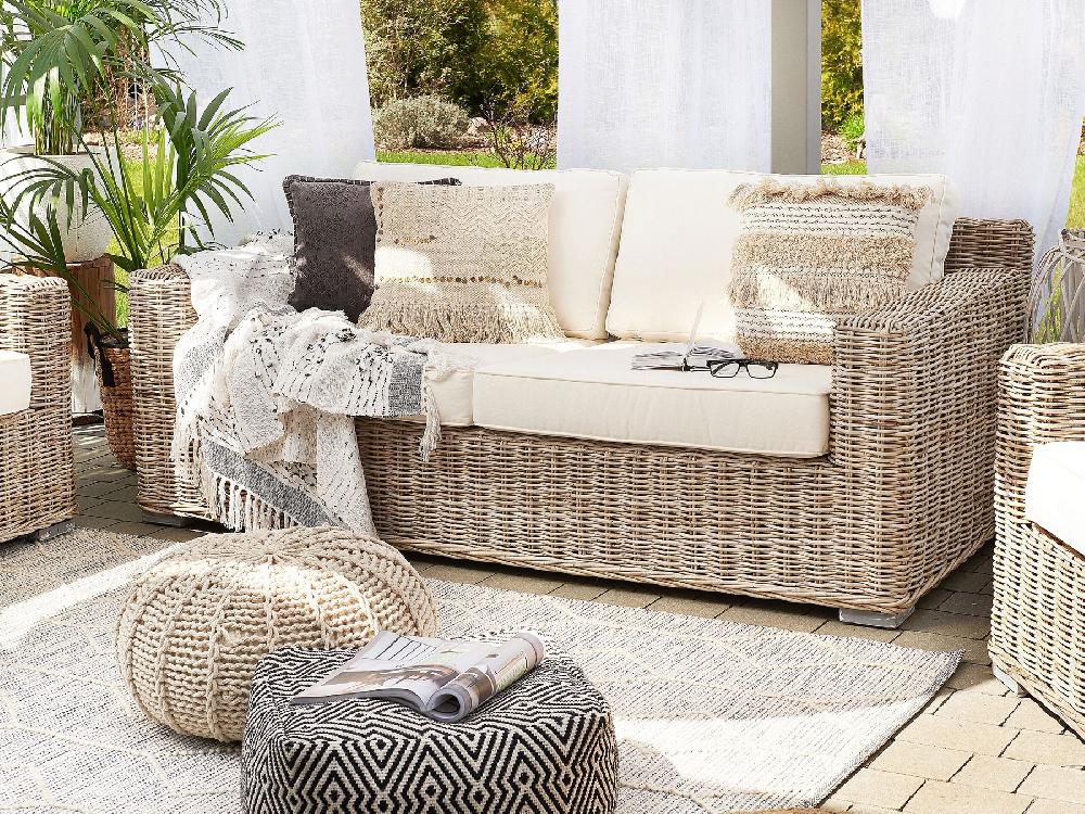 Beliani Conjunto De Jardín 4 Plazas ARDEA Ratán Marrón Claro