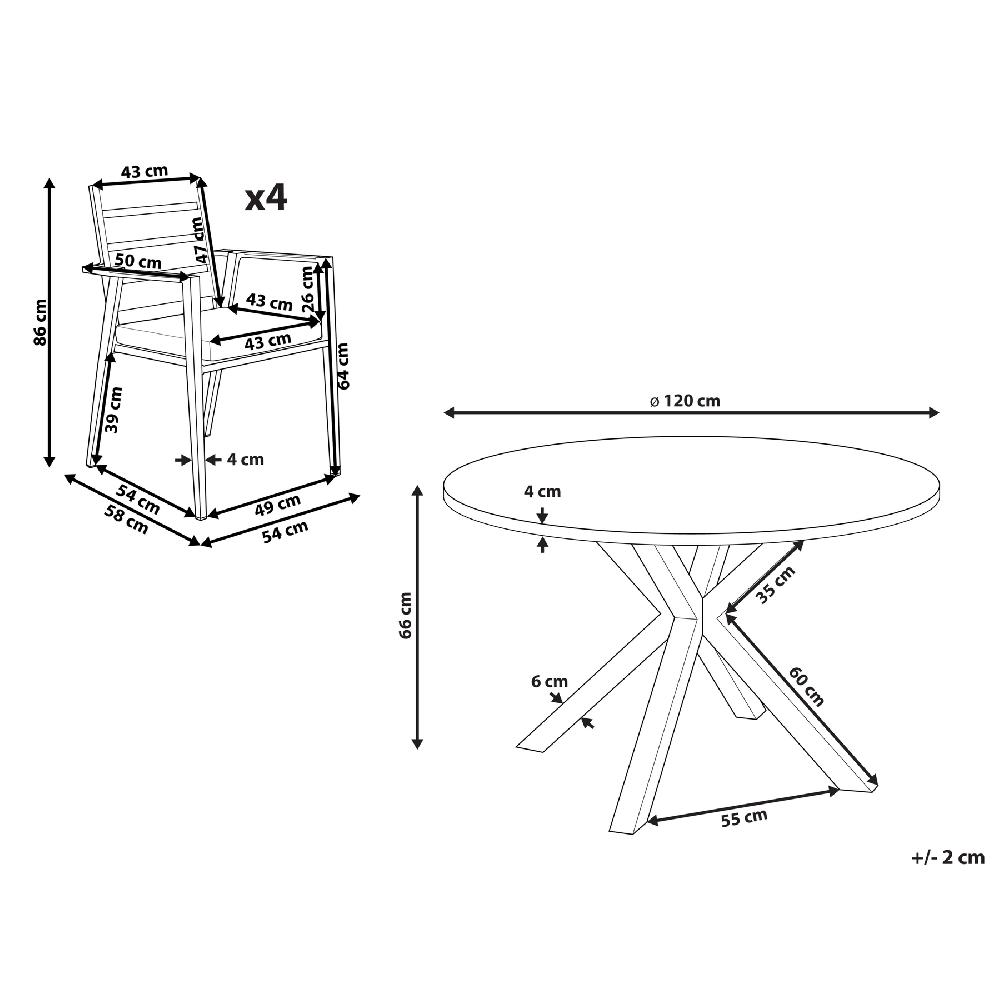 Beliani Conjunto De Jardín 4 Plazas De Aluminio Blanco Con Tablero Efecto Mármol MALETTO/TAVIANO