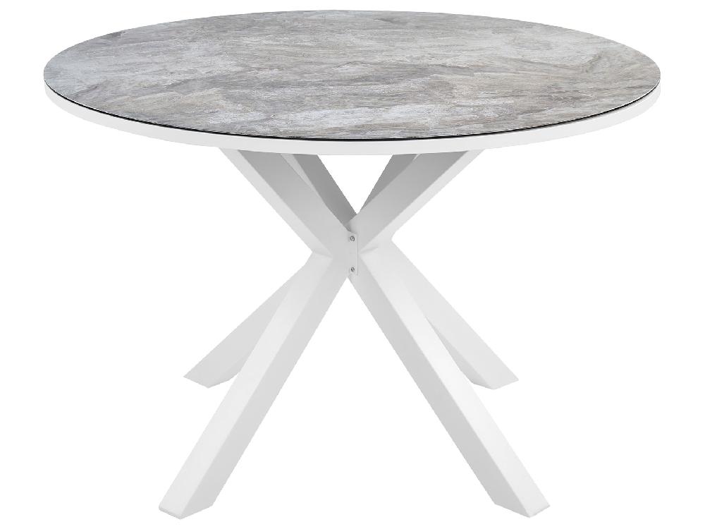 Beliani Conjunto De Jardín 4 Plazas De Aluminio Blanco Con Tablero Efecto Mármol MALETTO/TAVIANO