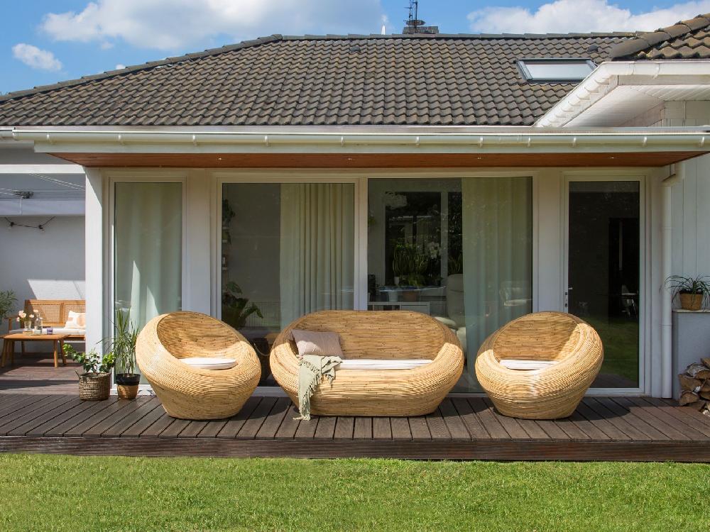 Beliani Conjunto De Jardín 4 Plazas MAIORI Ratán Natural