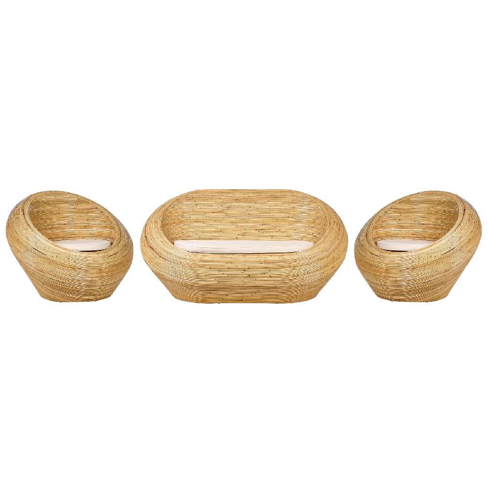 Beliani Conjunto de jardín 4 plazas MAIORI Ratán Natural