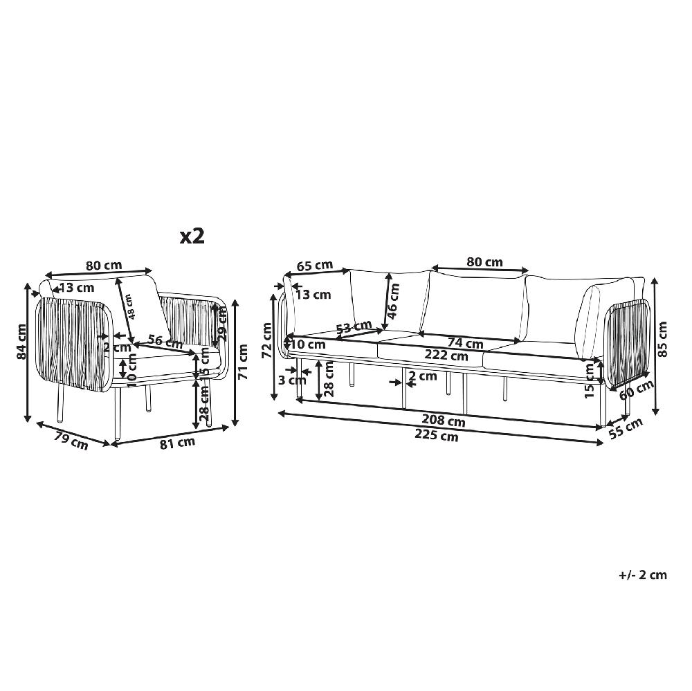 Beliani Conjunto De Jardín 5 Plazas SENISE Metal Gris